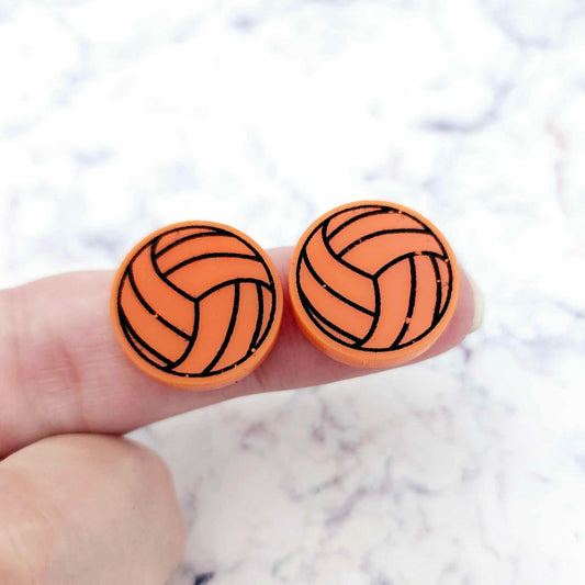 orange netball volleyball studs DIY earring blanks laser cut acrylic paint fill craft