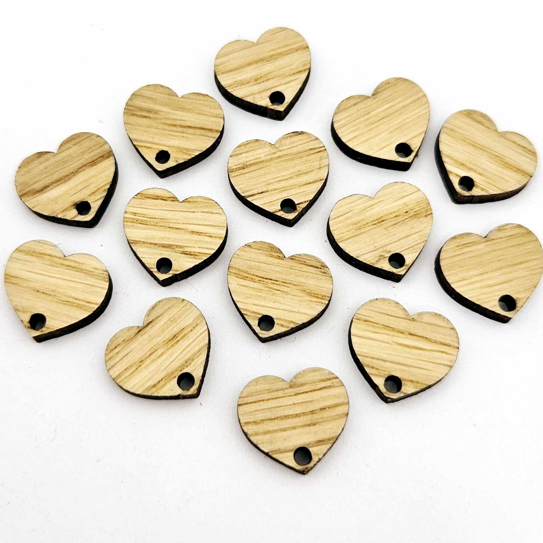 14mm oak wood veneer heart toppers studs DIY earring supplies laser cut acrylic dangles blanks resin clay valentines day love