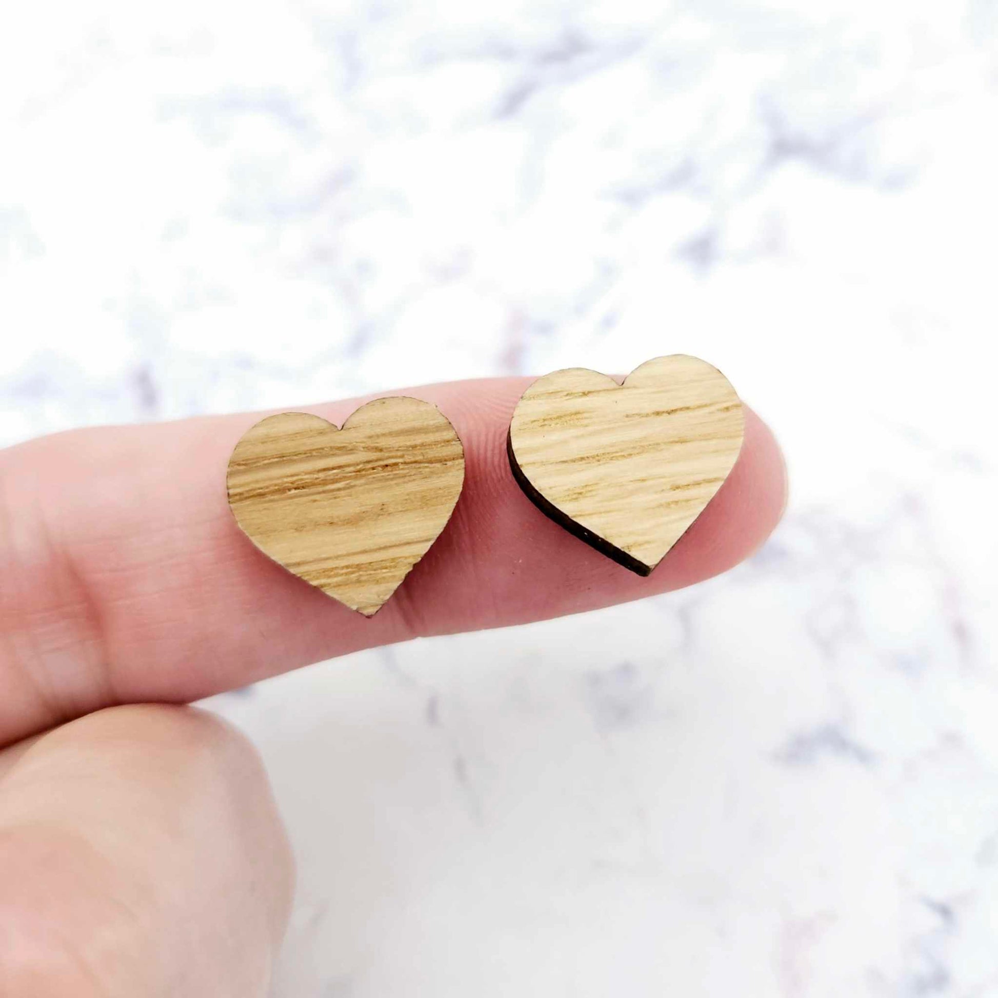14mm oak wood veneer heart toppers studs DIY earring supplies laser cut acrylic dangles blanks resin clay valentines day love