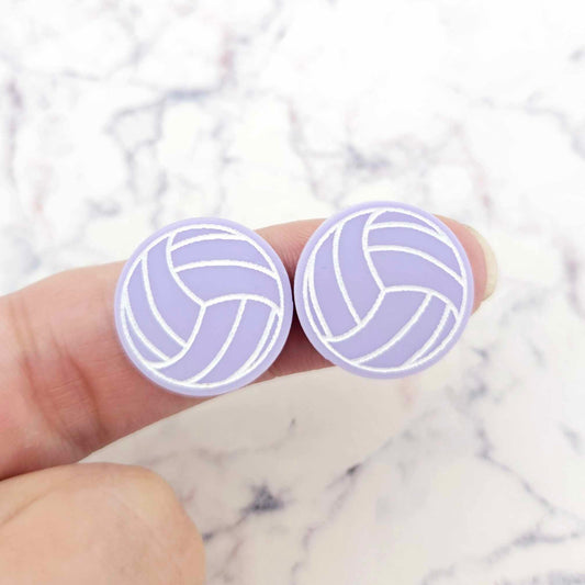 pastel purple netball volleyball DIY earring supplies laser cut acrylic studs blanks sport team paint fill engraved