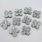 silver glitter quatrefoil earring blanks, clover acrylic studs, glitter acrylic earring toppers, acrylic earring supplies, laser cut earring blanks, 15mm acrylic shapes, modern jewellery supplies, on-trend earring blanks, DIY earring parts, small business jewellery making