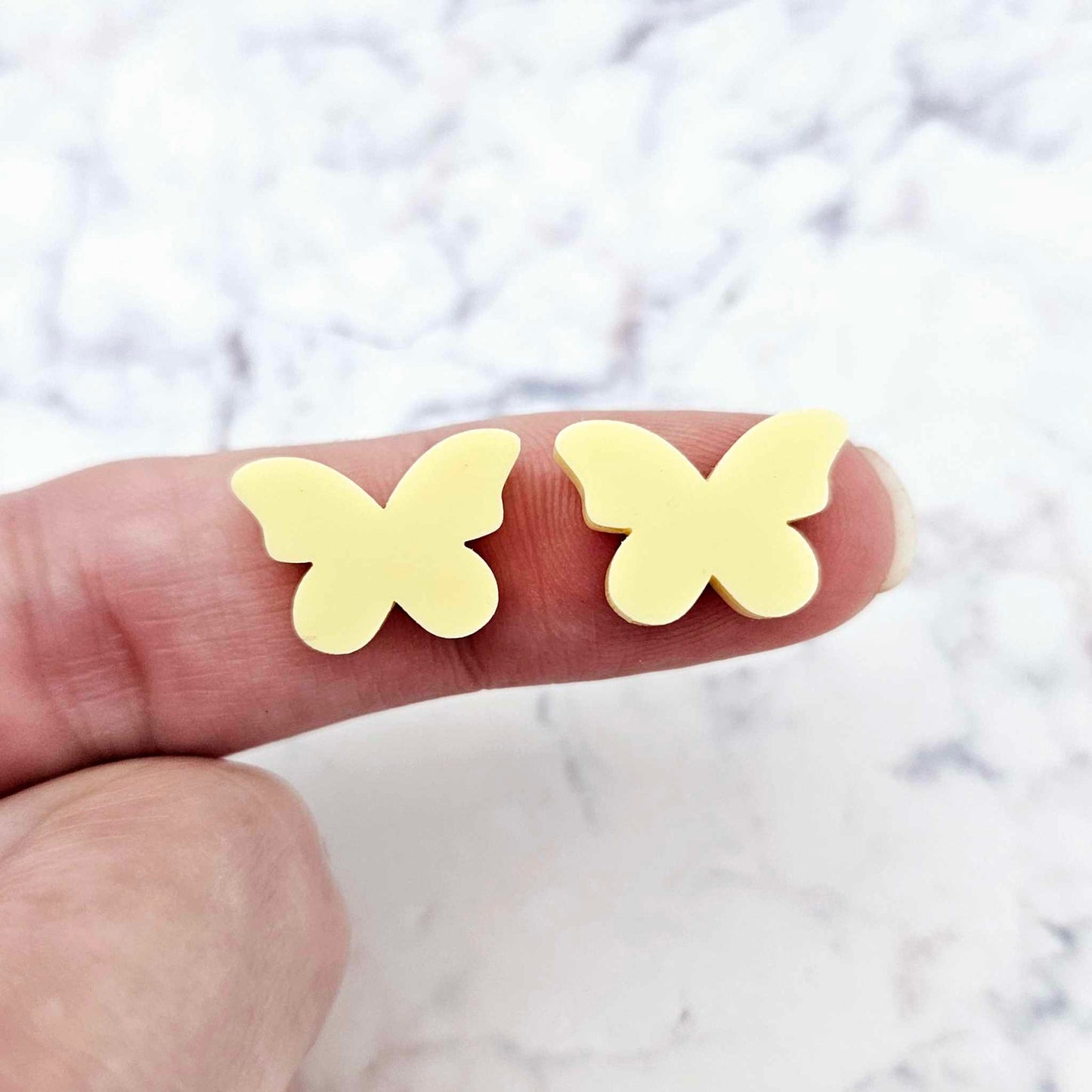 pastel purple pink blue yellow aqua mixed pack butterfly butterflies DIY earring supplies laser cut acrylic studs blanks findings petite small kids