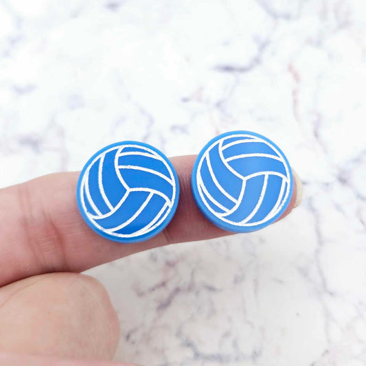 sky blue netball volleyball studs DIY earring blanks laser cut acrylic paint fill craft