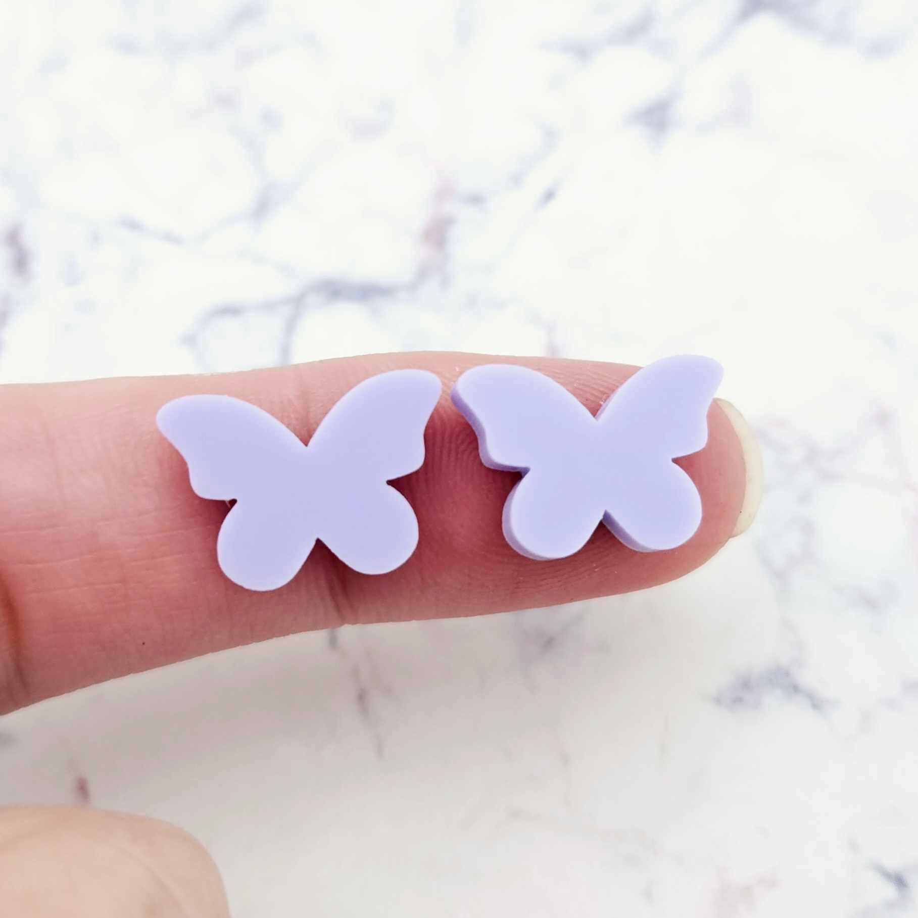 pastel purple pink blue yellow aqua mixed pack butterfly butterflies DIY earring supplies laser cut acrylic studs blanks findings petite small kids