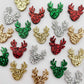green red silver rose gold glitter reindeer Christmas DIY earring supplies laser cut acrylic studs blanks Xmas mixed pack