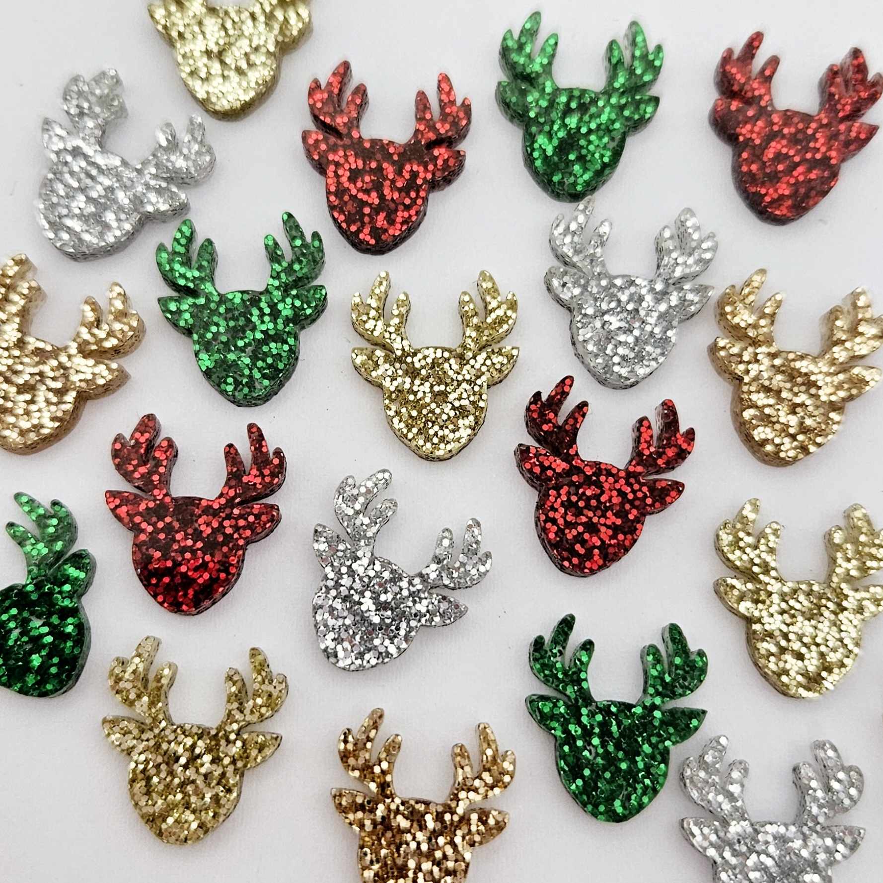 green red silver rose gold glitter reindeer Christmas DIY earring supplies laser cut acrylic studs blanks Xmas mixed pack