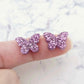 purple glitter butterfly butterflies DIY earring supplies laser cut acrylic studs blanks findings petite small kids