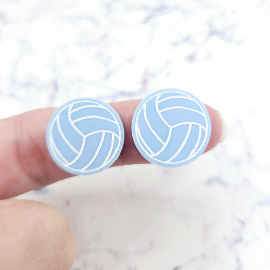 pastel blue netball volleyball DIY earring supplies laser cut acrylic studs blanks sport team paint fill engraved