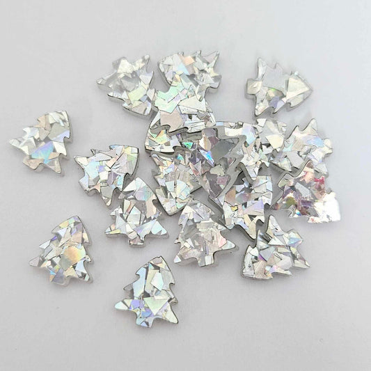 12mm holographic silver glitter Christmas Xmas trees DIY earring supplies laser cut acrylic studs blanks petite small kids