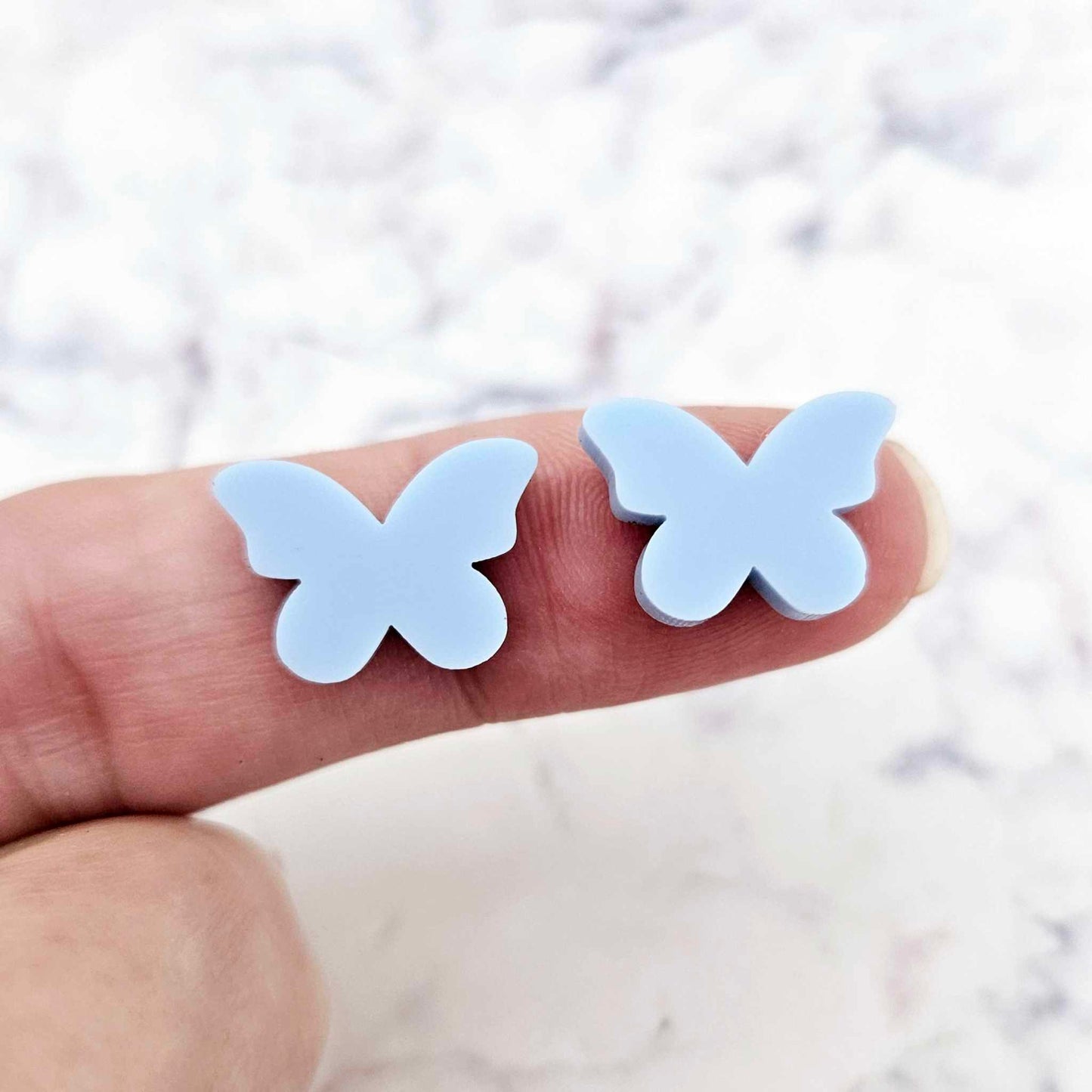 pastel purple pink blue yellow aqua mixed pack butterfly butterflies DIY earring supplies laser cut acrylic studs blanks findings petite small kids
