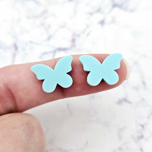pastel aqua turquoise butterfly butterflies DIY earring supplies laser cut acrylic studs blanks findings petite small kids