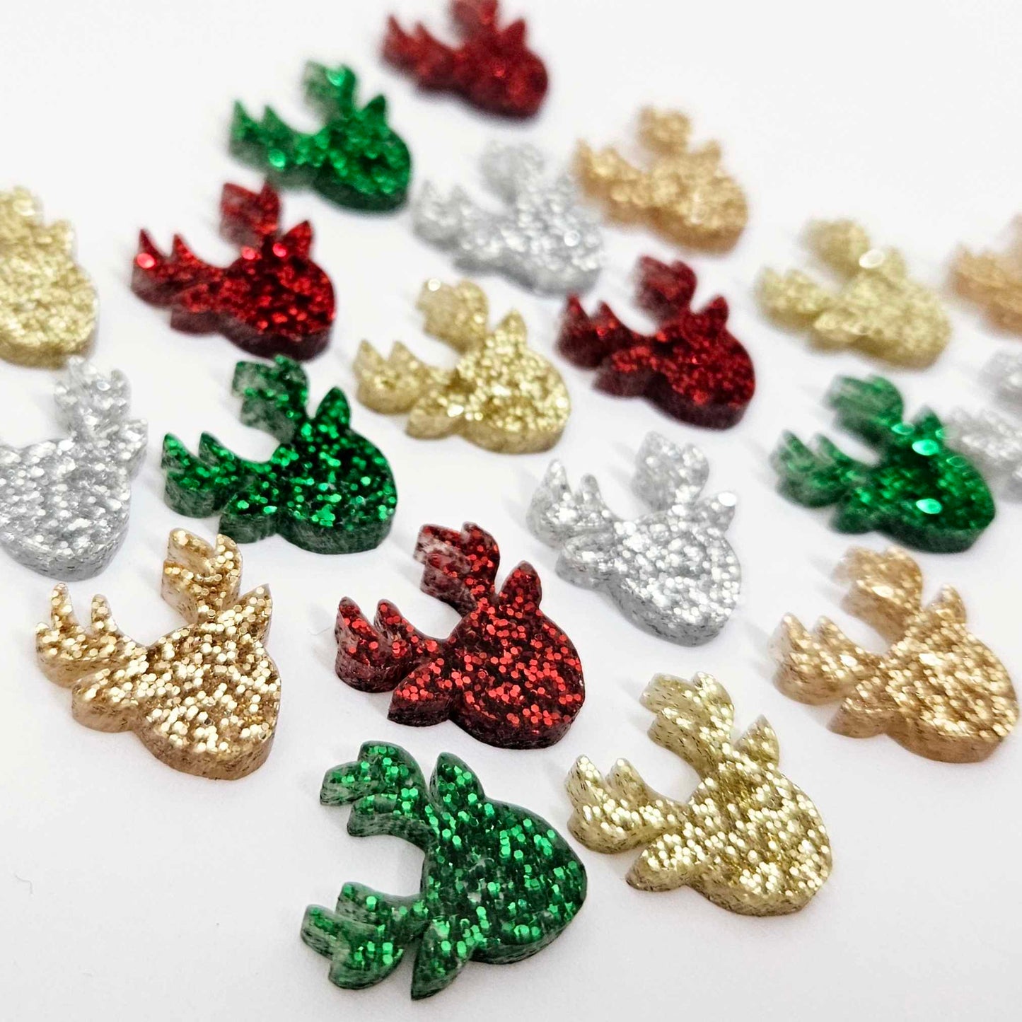 green red silver rose gold glitter reindeer Christmas DIY earring supplies laser cut acrylic studs blanks Xmas mixed pack