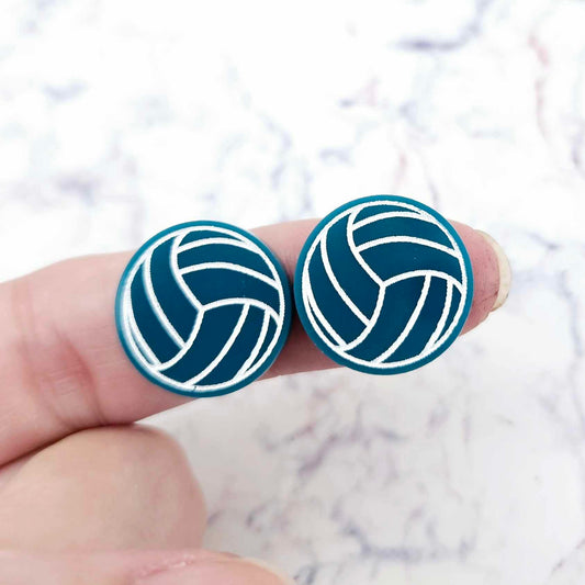 turquoise teal netball volleyball DIY earring supplies laser cut acrylic studs blanks sport team paint fill engraved