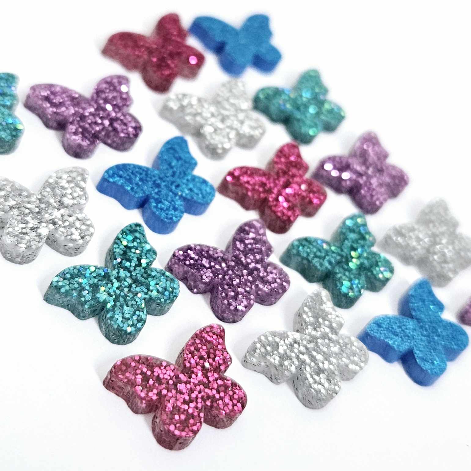 hot pink sky blue teal turquoise silver purple glitter butterfly butterflies DIY earring supplies laser cut acrylic studs blanks findings petite small kids