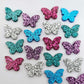hot pink sky blue teal turquoise silver purple glitter butterfly butterflies DIY earring supplies laser cut acrylic studs blanks findings petite small kids