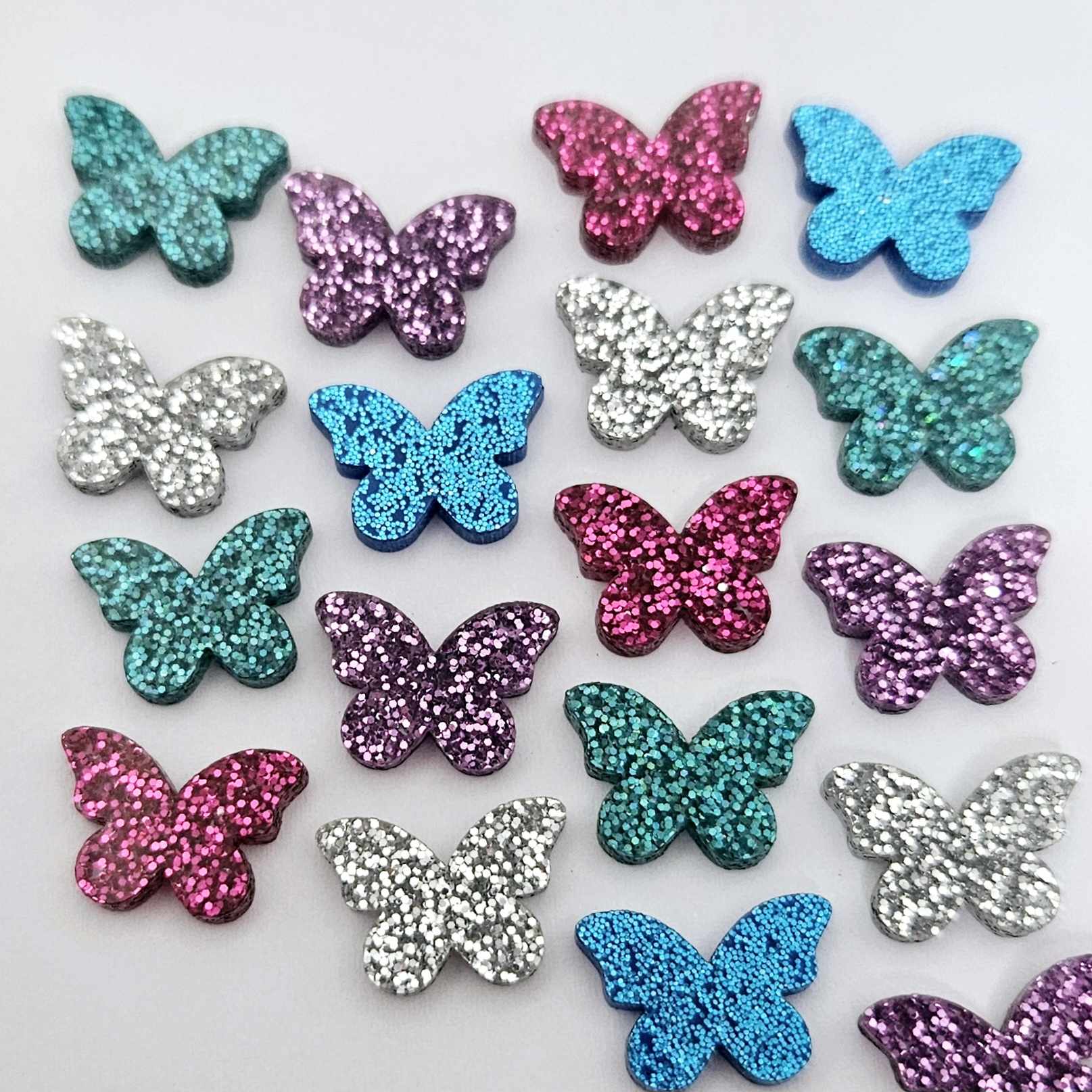 hot pink sky blue teal turquoise silver purple glitter butterfly butterflies DIY earring supplies laser cut acrylic studs blanks findings petite small kids