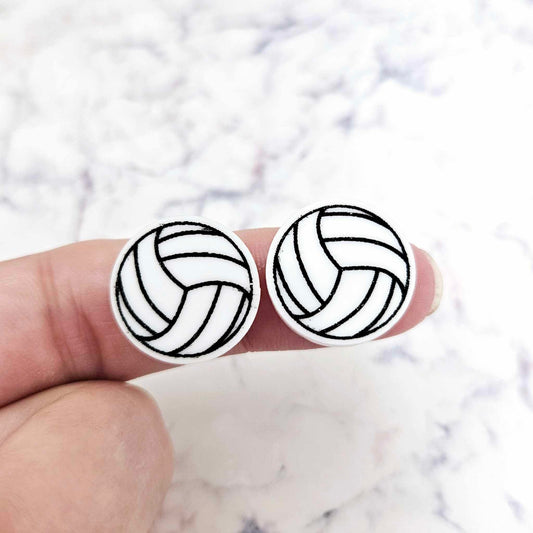 white netball volleyball DIY earring supplies laser cut acrylic studs blanks sport team paint fill engraved