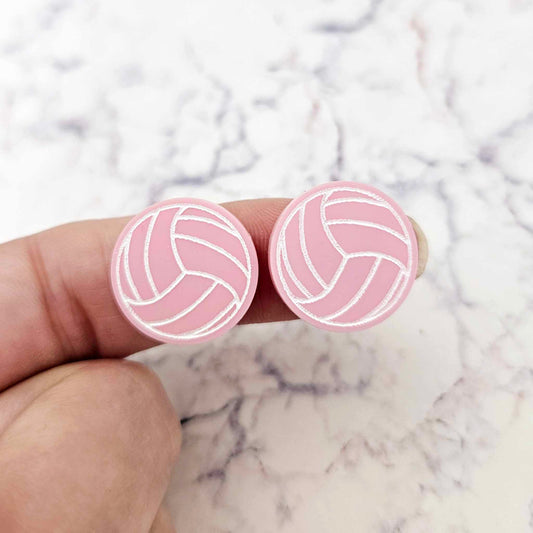 pastel pink netball volleyball studs DIY earring blanks laser cut acrylic paint fill craft