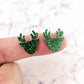 green glitter reindeer Christmas DIY earring supplies laser cut acrylic studs blanks Xmas