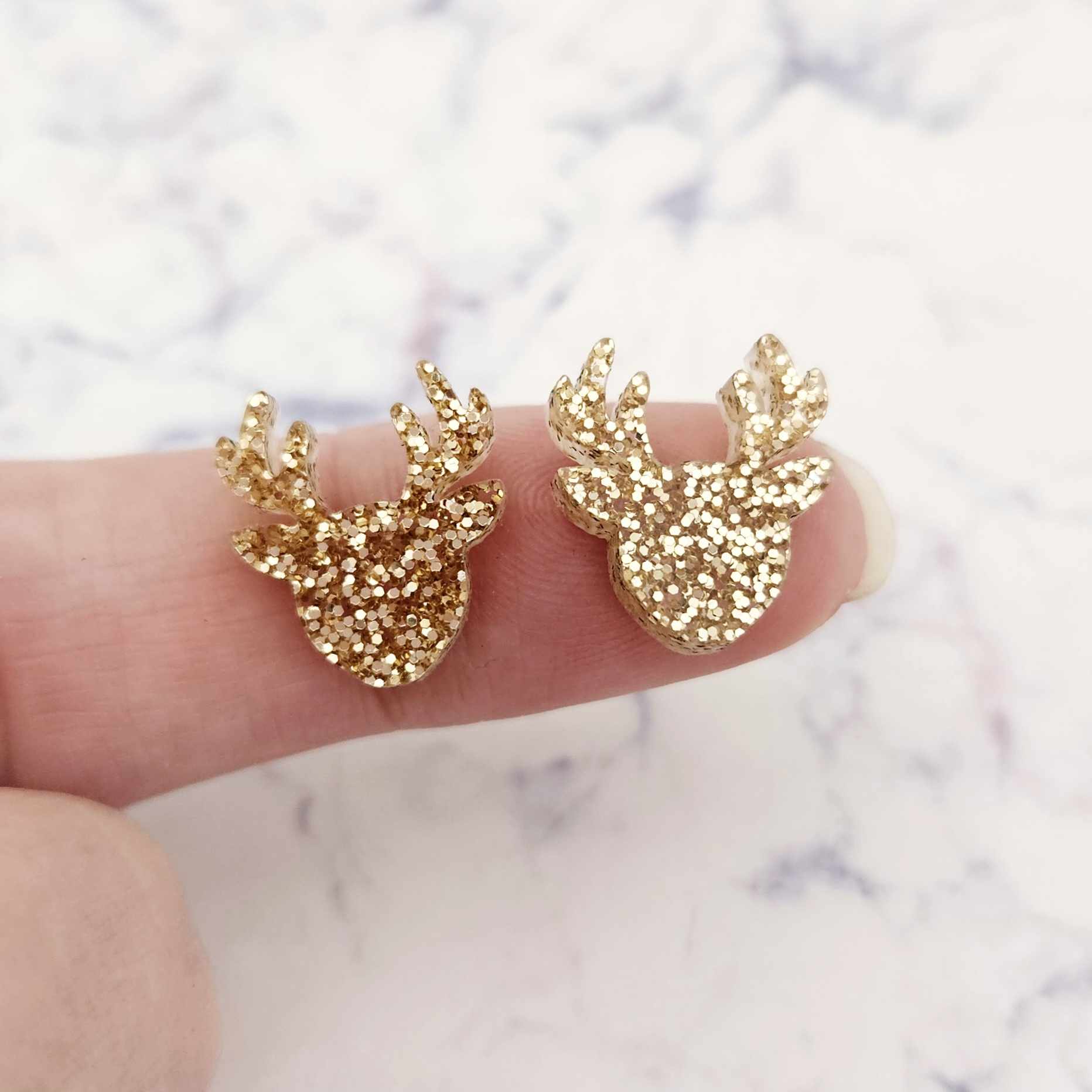 rose gold glitter reindeer Christmas DIY earring supplies laser cut acrylic studs blanks Xmas