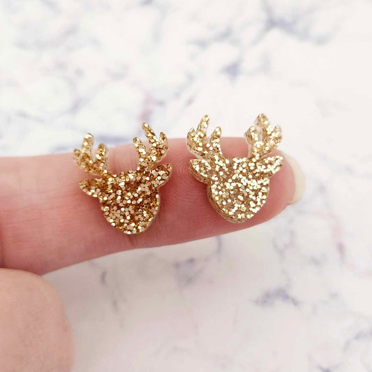 rose gold glitter reindeer Christmas DIY earring supplies laser cut acrylic studs blanks Xmas