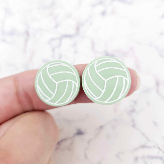 pastel mint green netball volleyball DIY earring supplies laser cut acrylic studs blanks sport team paint fill engraved