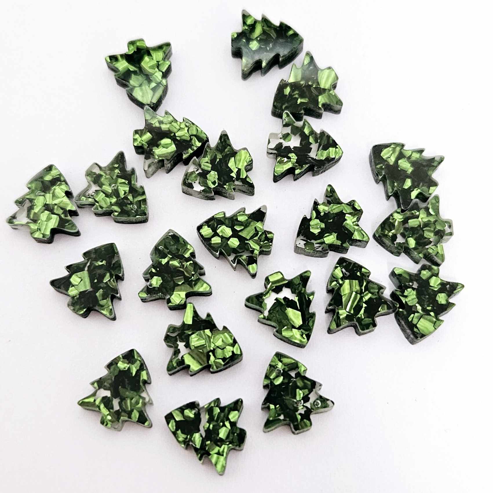 chunky green glitter Christmas Xmas tree petite small kids DIY earring supplies laser cut acrylic studs blanks