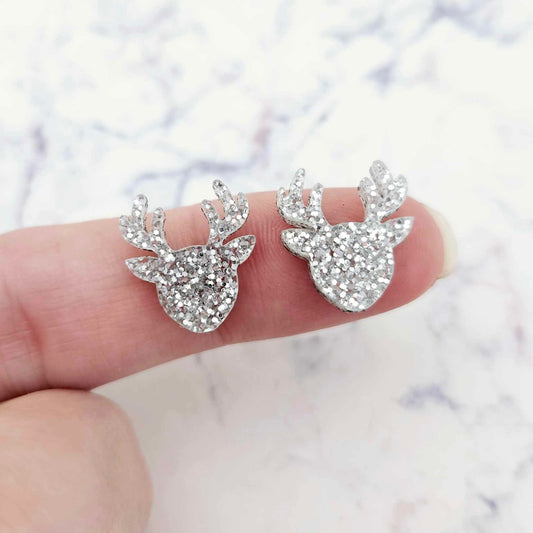 green glitter reindeer Christmas DIY earring supplies laser cut acrylic studs blanks Xmas