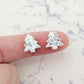 12mm holographic silver glitter Christmas Xmas trees DIY earring supplies laser cut acrylic studs blanks petite small kids