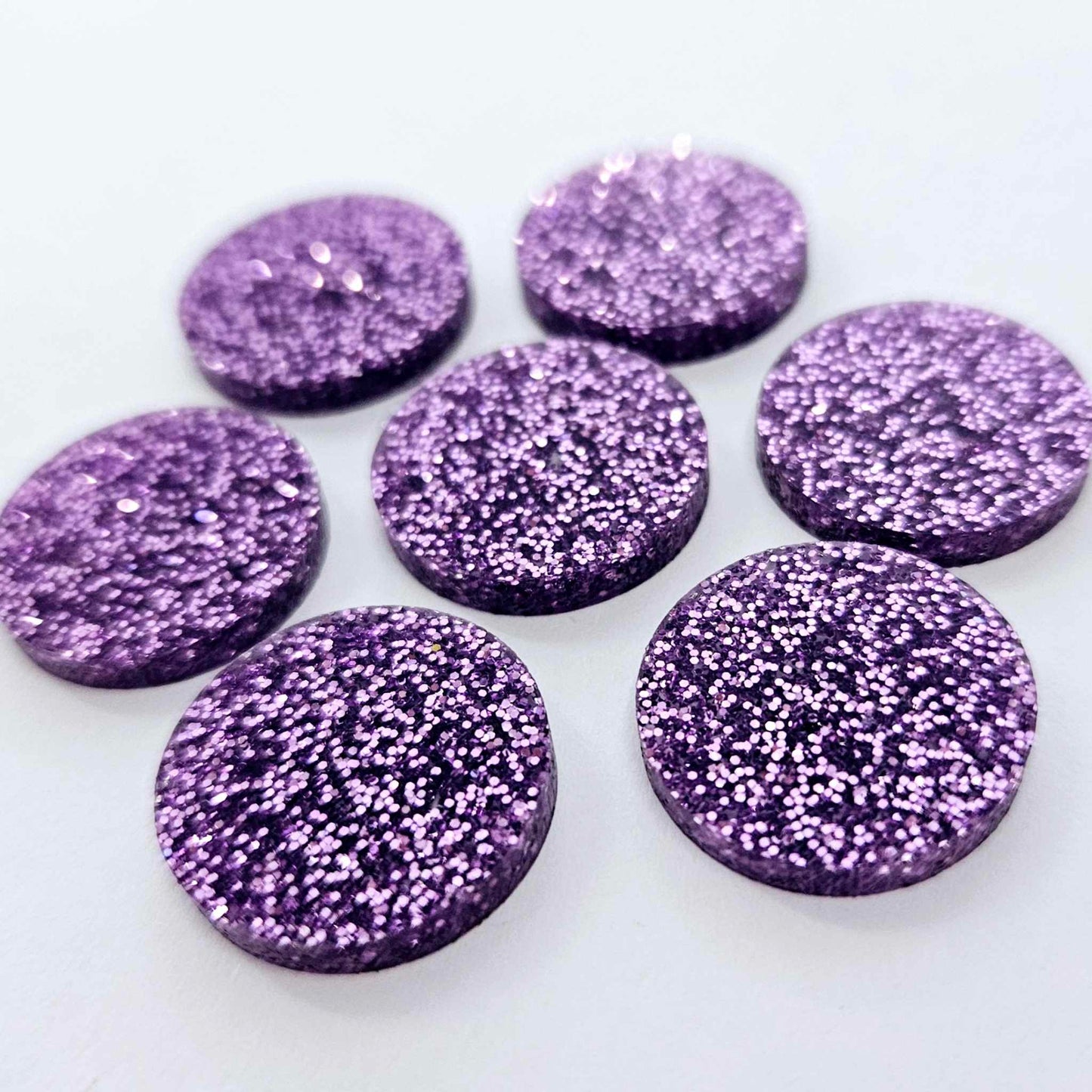 20mm PURPLE GLITTER Acrylic CIRCLES