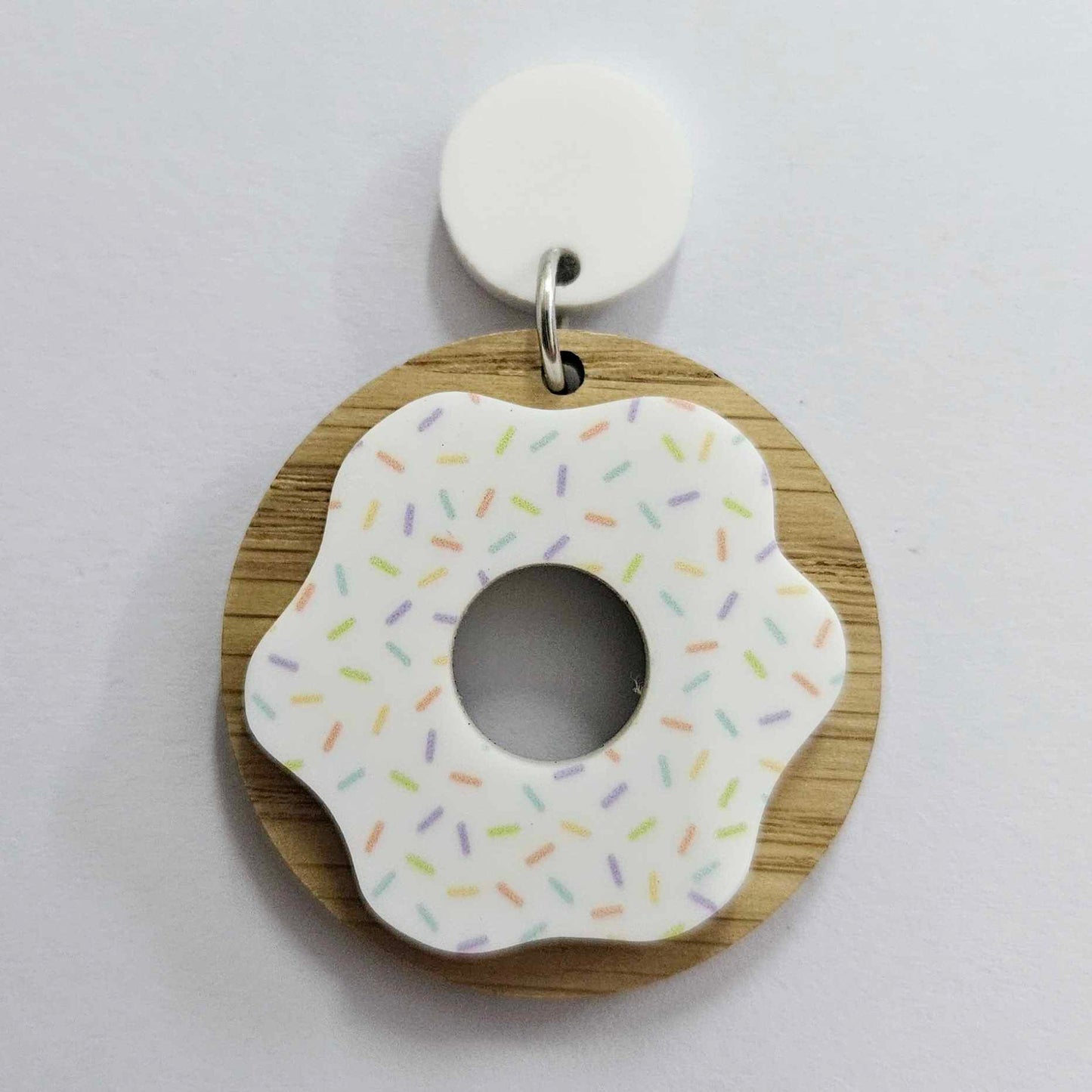 35mm OAK & WHITE SPRINKLE Acrylic DONUTS