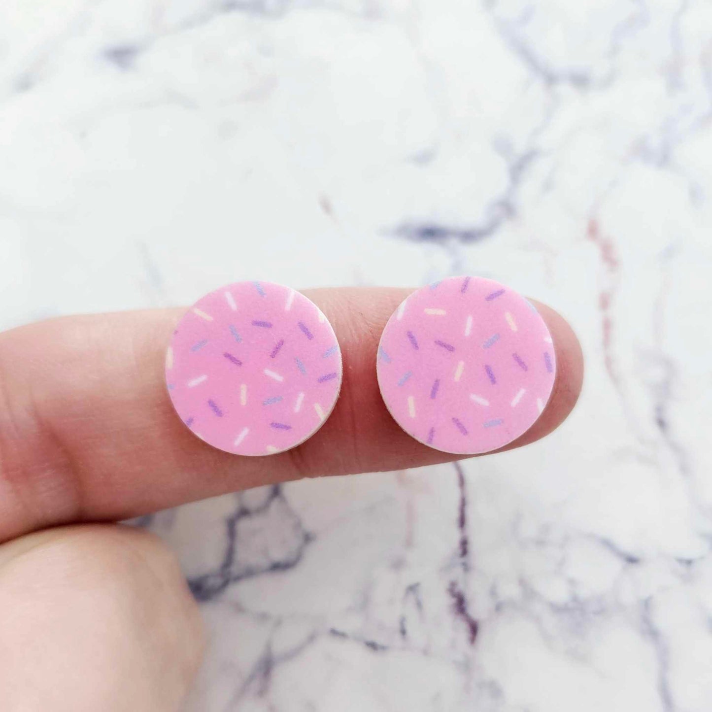 14mm PINK SPRINKLE Acrylic Toppers/Studs