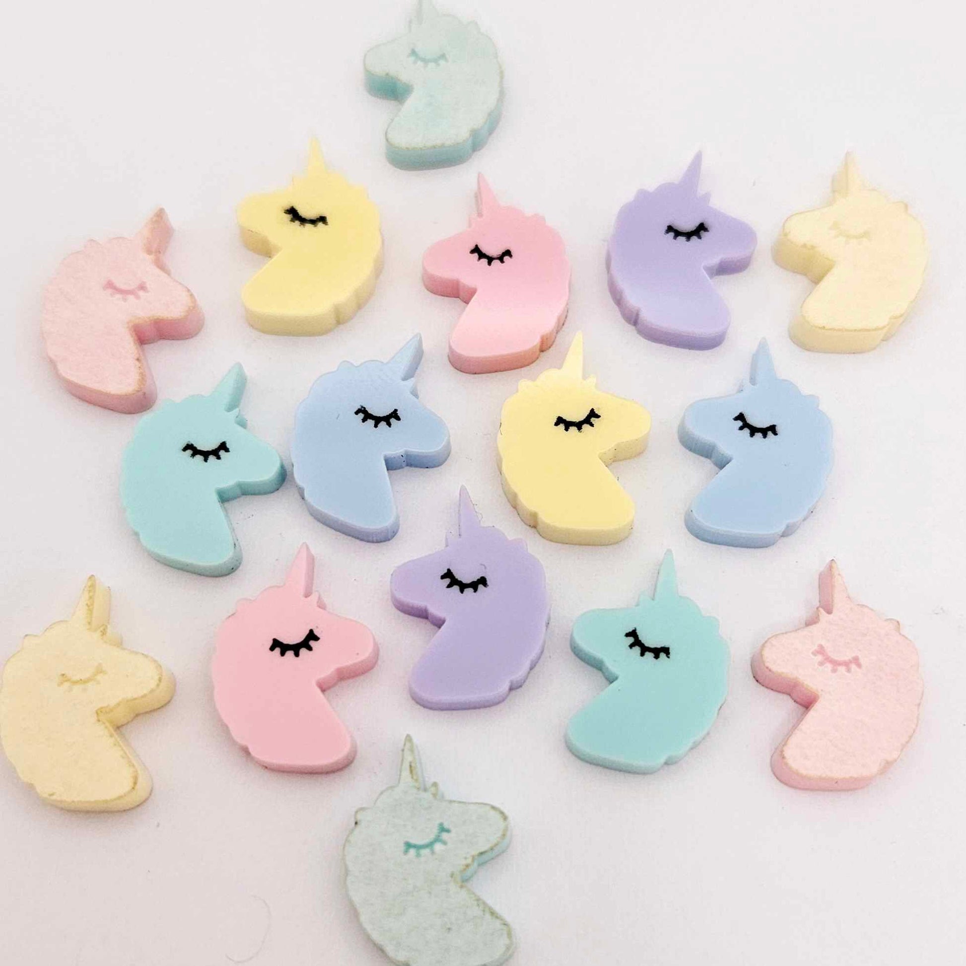 pastel yellow pink purple blue aqua unicorn unicorns DIY earring supplies laser cut acrylic studs blanks kids petite eyelashes mixed pack