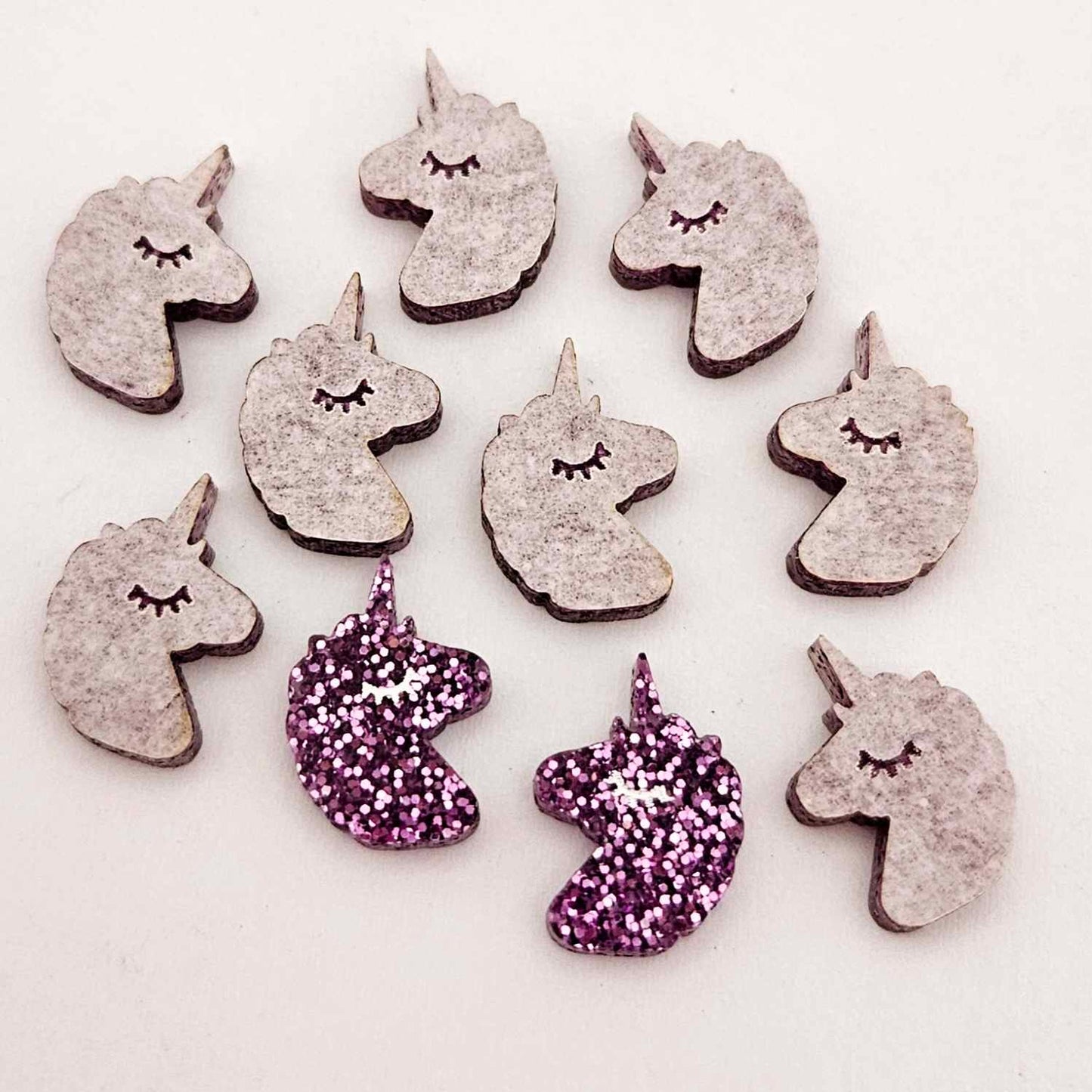 purple glitter unicorn unicorns DIY earring supplies laser cut acrylic studs blanks kids petite eyelashes