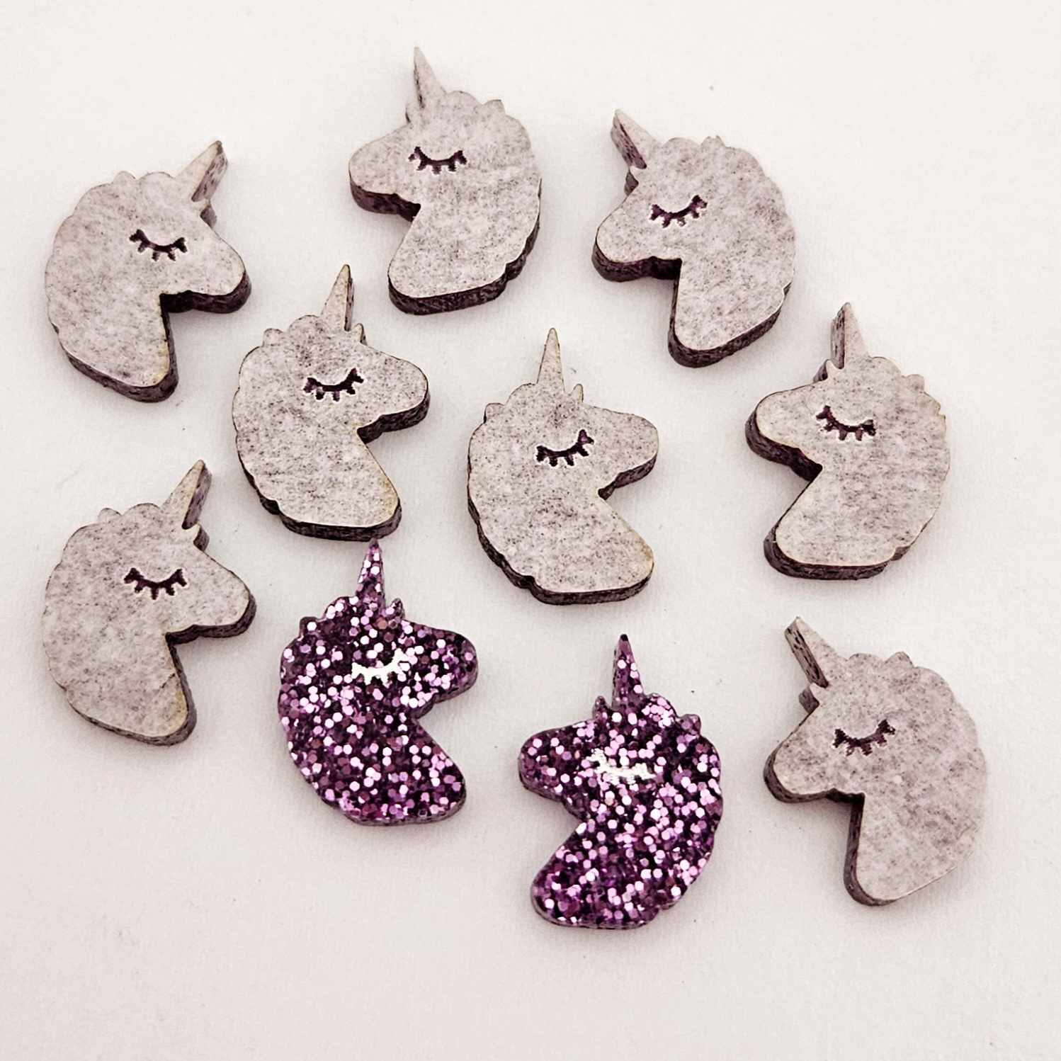 purple glitter unicorn unicorns DIY earring supplies laser cut acrylic studs blanks kids petite eyelashes