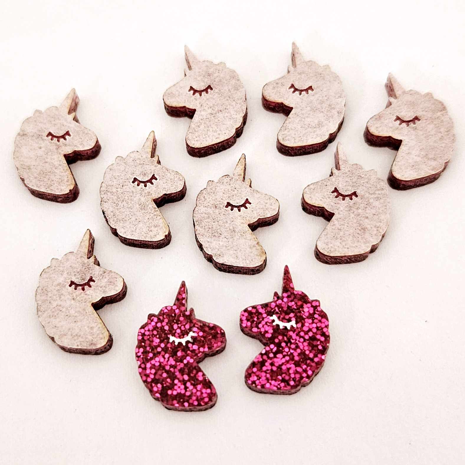 hot pink glitter unicorn unicorns DIY earring supplies laser cut acrylic studs blanks kids petite eyelashes