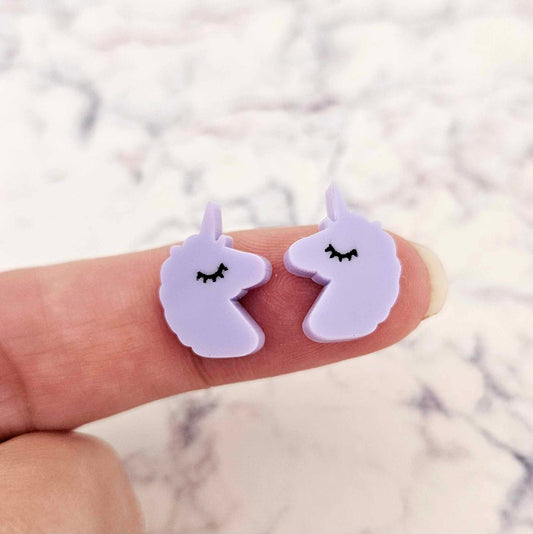 pastel purple unicorn unicorns DIY earring supplies laser cut acrylic studs blanks kids petite eyelashes