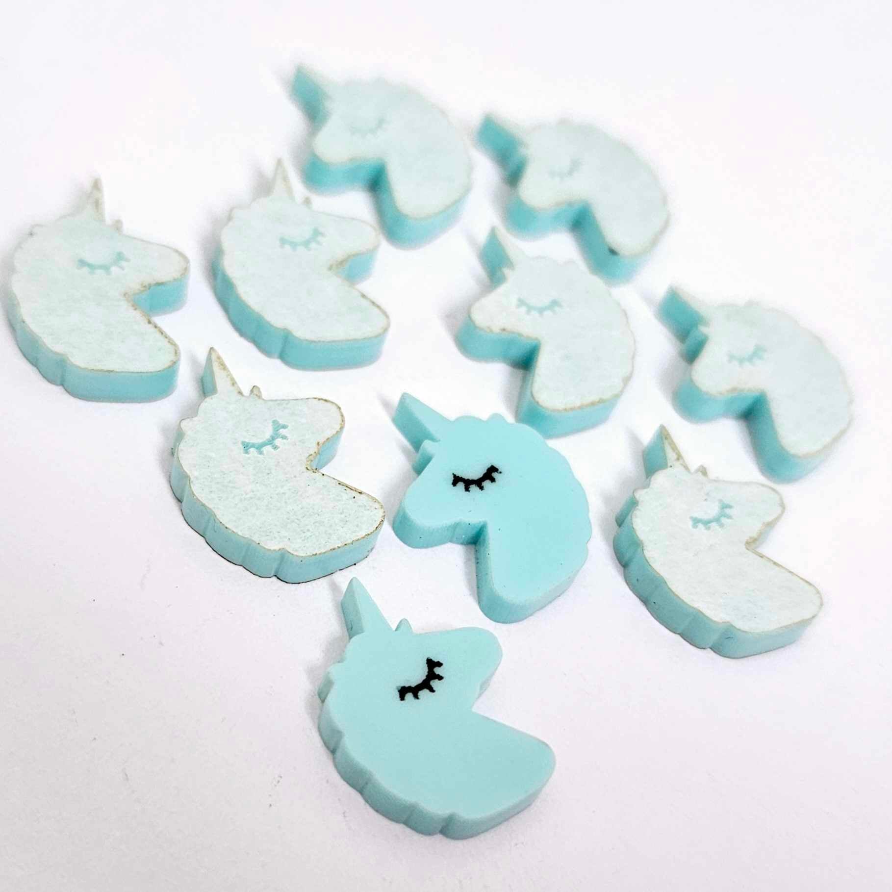 pastel turquoise aqua unicorn unicorns DIY earring supplies laser cut acrylic studs blanks kids petite eyelashes