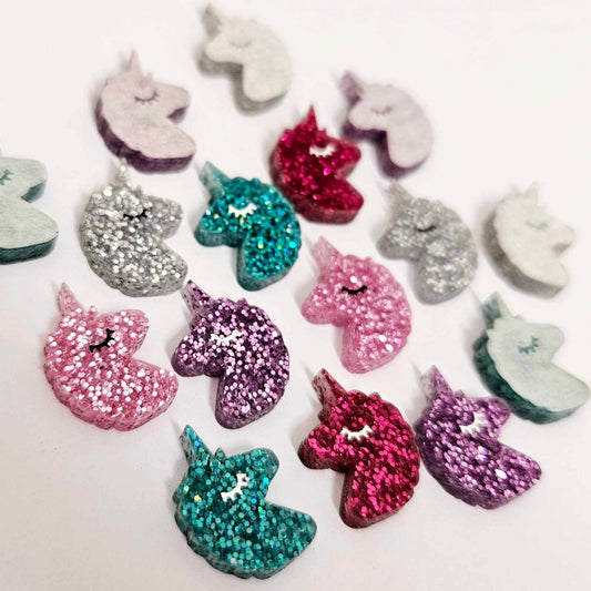 hot pink purple silver teal glitter unicorn unicorns DIY earring supplies laser cut acrylic studs blanks kids petite eyelashes