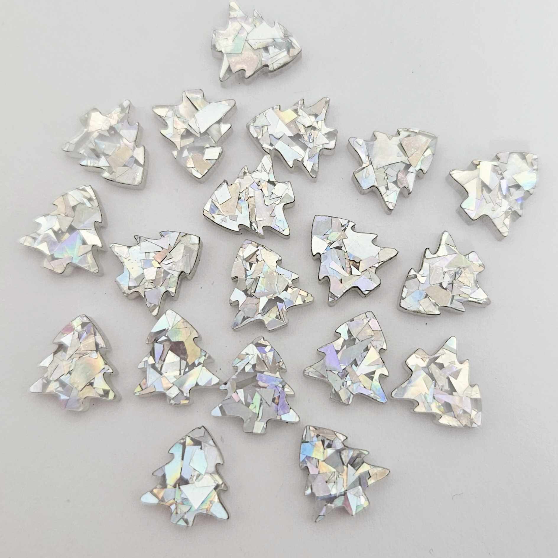 12mm holographic silver glitter Christmas Xmas trees DIY earring supplies laser cut acrylic studs blanks petite small kids