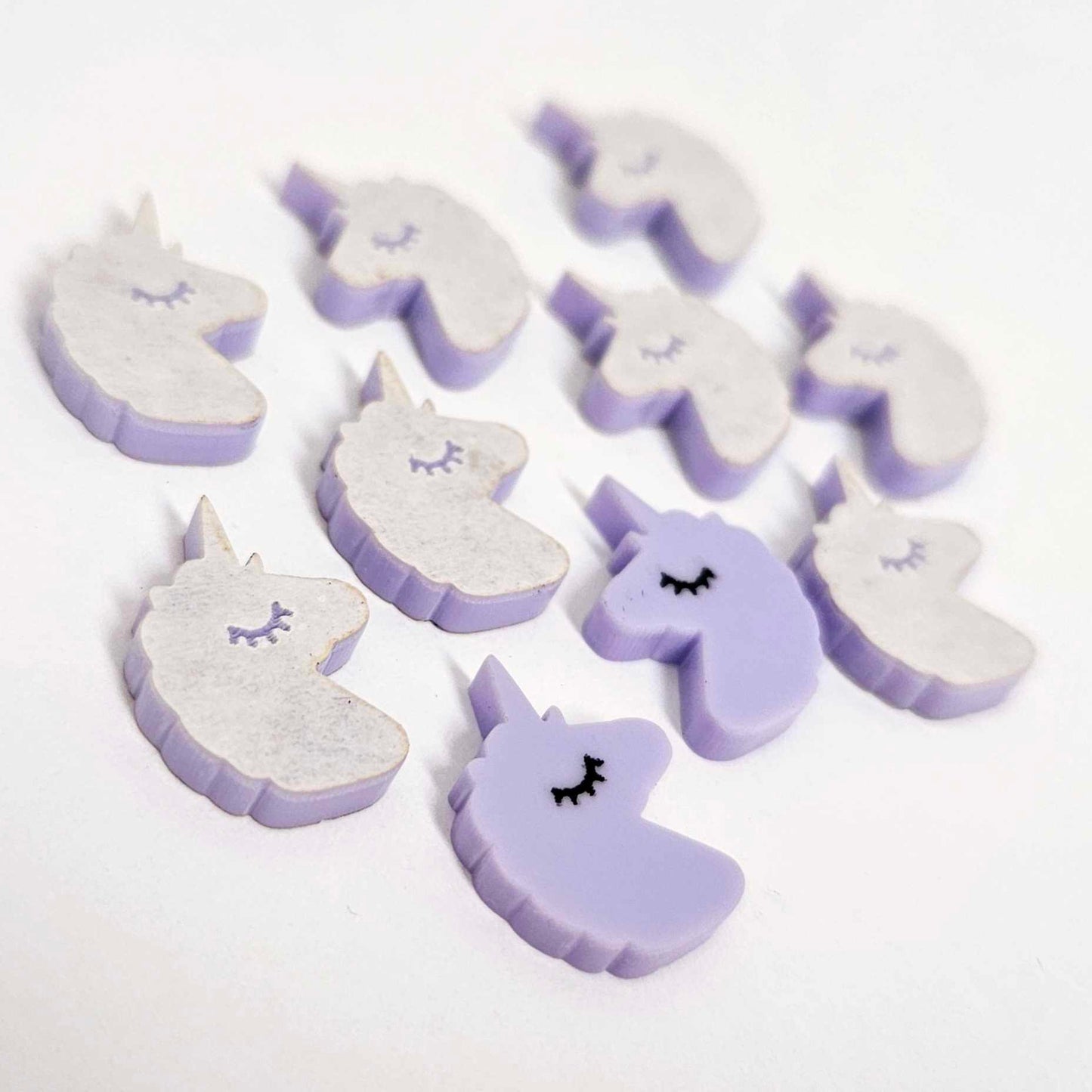 pastel purple unicorn unicorns DIY earring supplies laser cut acrylic studs blanks kids petite eyelashes
