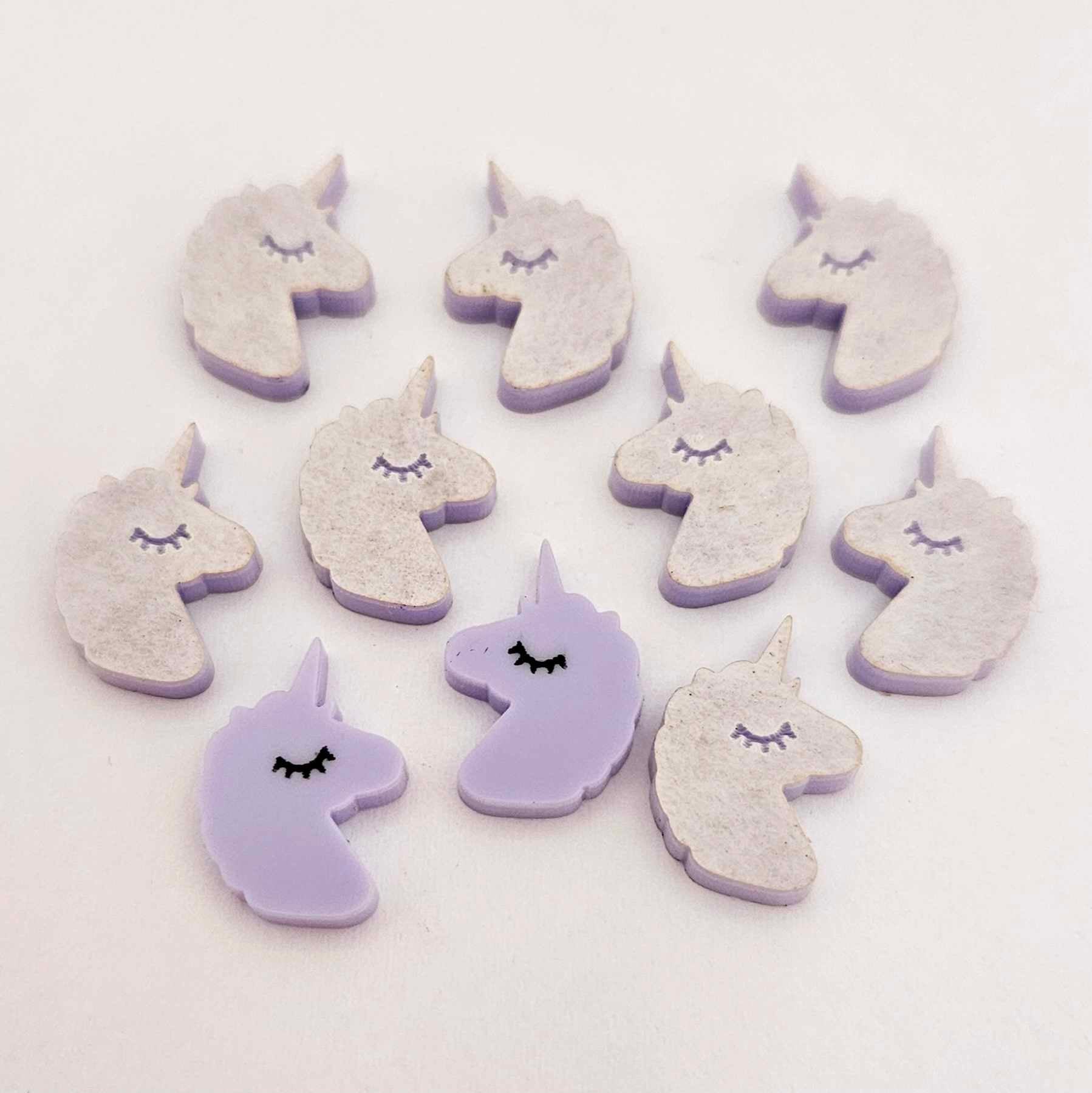 pastel purple unicorn unicorns DIY earring supplies laser cut acrylic studs blanks kids petite eyelashes