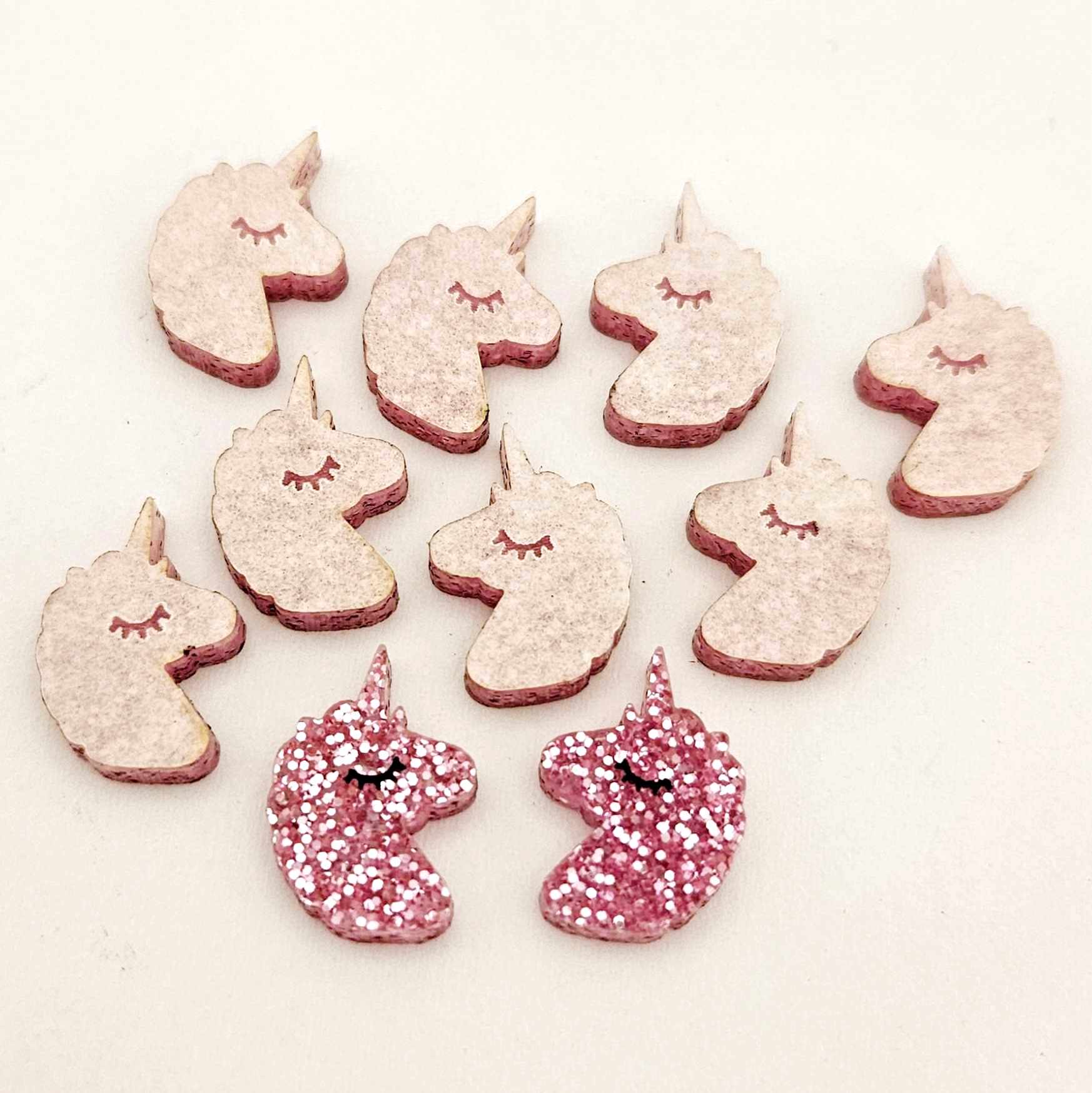 pink glitter unicorn unicorns DIY earring supplies laser cut acrylic studs blanks kids petite eyelashes