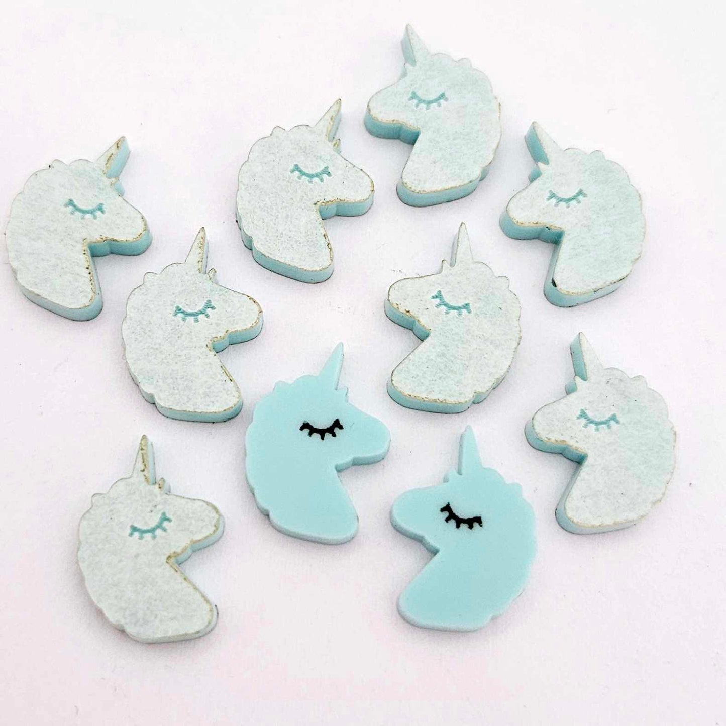 pastel turquoise aqua unicorn unicorns DIY earring supplies laser cut acrylic studs blanks kids petite eyelashes