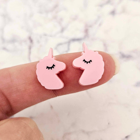 pastel pink unicorn unicorns DIY earring supplies laser cut acrylic studs blanks kids petite eyelashes