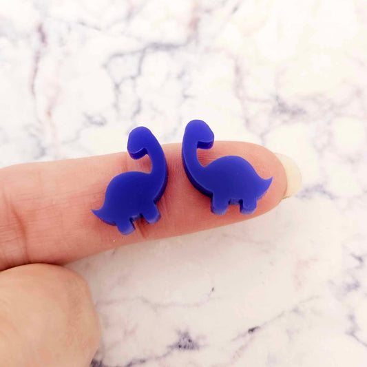 dark blue brontosaurus dinosaur dino DIY earring supplies laser cut acrylic studs blanks
