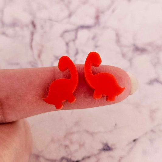 red brontosaurus dinosaur dino DIY earring supplies laser cut acrylic studs blanks