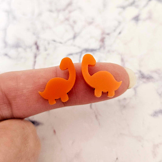 orange brontosaurus dinosaur dino DIY earring supplies laser cut acrylic studs blanks