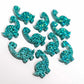 teal glitter brontosaurus dinosaur dino DIY earring supplies laser cut acrylic studs blanks