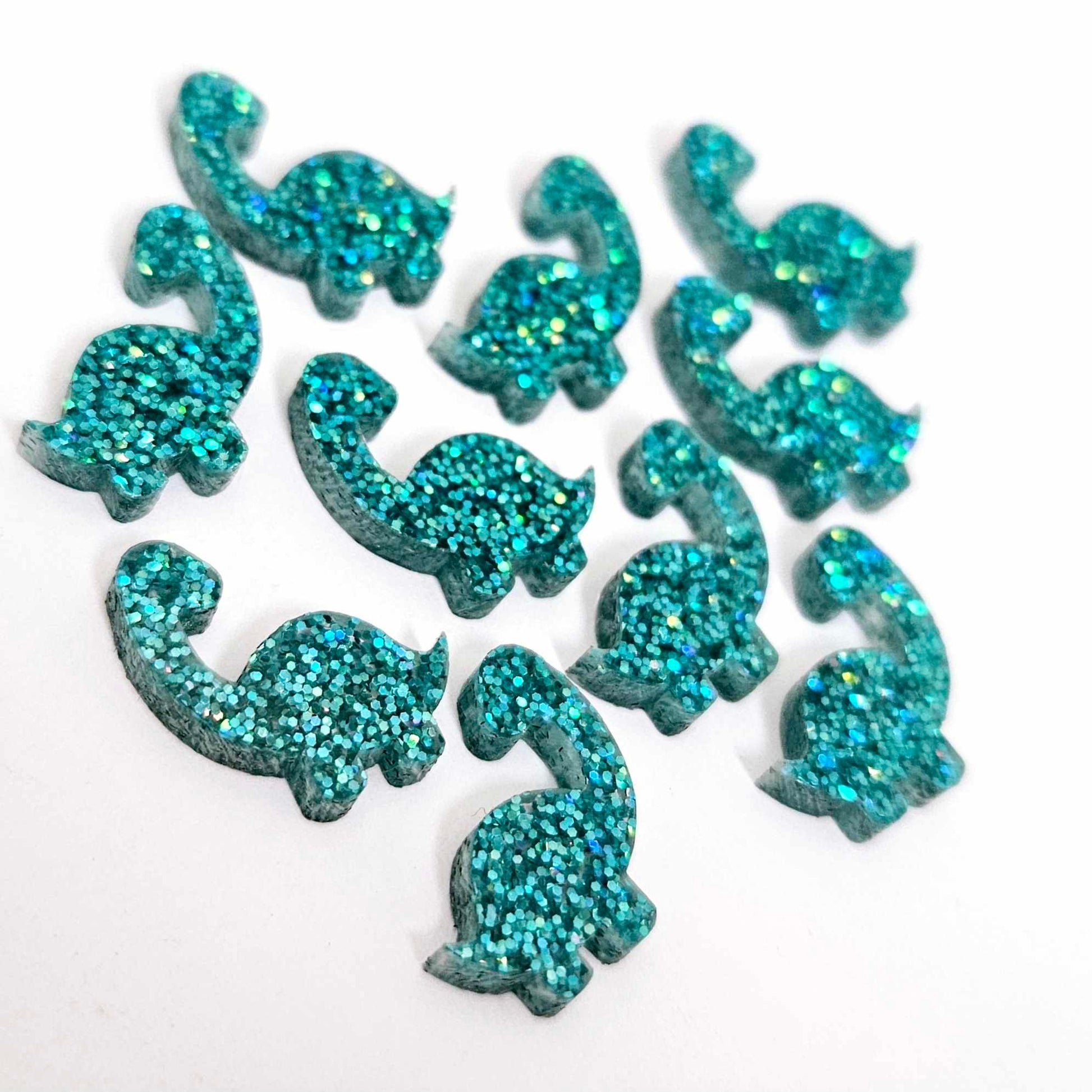 teal glitter brontosaurus dinosaur dino DIY earring supplies laser cut acrylic studs blanks